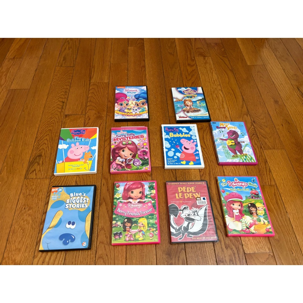 Kids DVD Lot 10pc Peppa Pig Strawberry Shortcake Blues Clues Sofia Barney Pepe